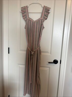 Striped Red, White  and Blue Women’s Maxi Jumper with Tie Waist #USA